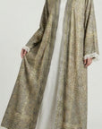 Antique Gold Pashmina Frayed Open Abaya