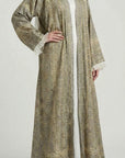 Antique Gold Pashmina Frayed Open Abaya
