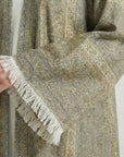 Antique Gold Pashmina Frayed Open Abaya