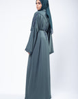 Premium Pine Green Hand Embellished Open Abaya