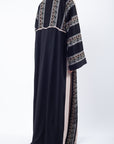 Dual Tone Aztec Print Co-Ord Open Abaya