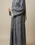 Blue Pashmina Frayed Open Abaya