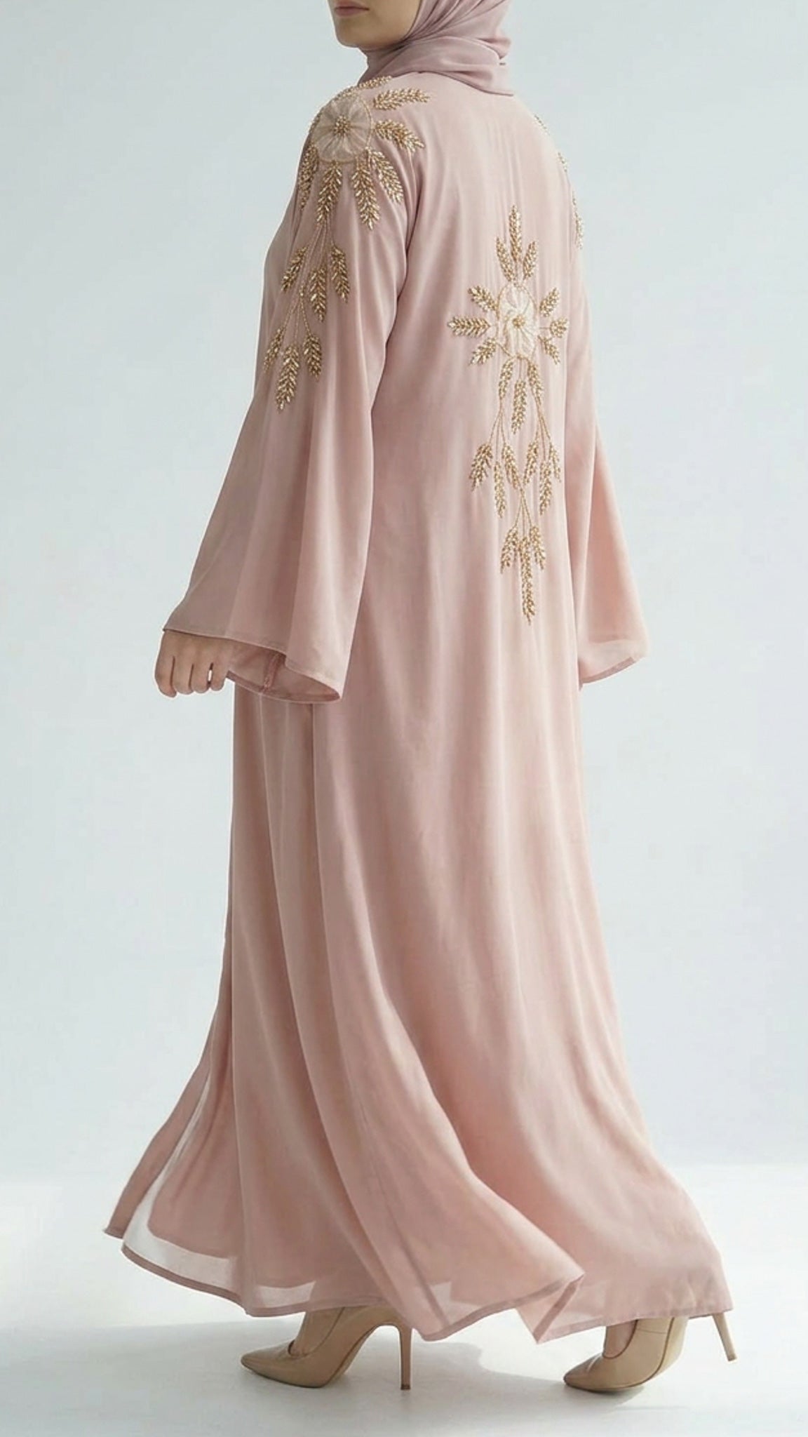 Blush Embellished Open Abaya