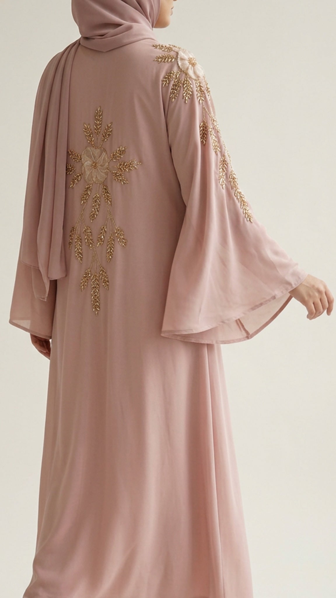 Blush Embellished Open Abaya