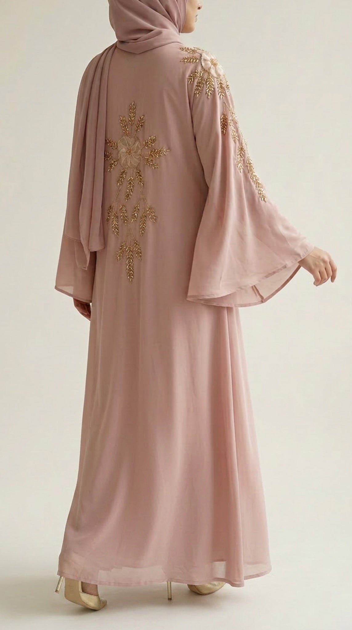 Blush Embellished Open Abaya