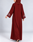 Burgundy Floral Embellished Abaya