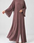 Elara Embellished Chiffon Abaya - Dusty Mauve