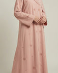 Dusty Rose Embellished Open Abaya
