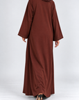 Zahra Embellished Open Abaya - Chestnut Brown