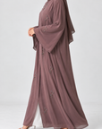 Elara Embellished Chiffon Abaya - Dusty Mauve