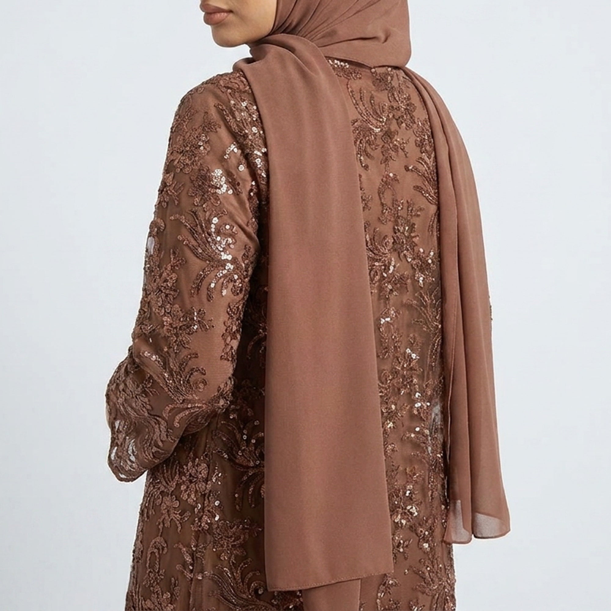 Espresso Lace Occasion Abaya
