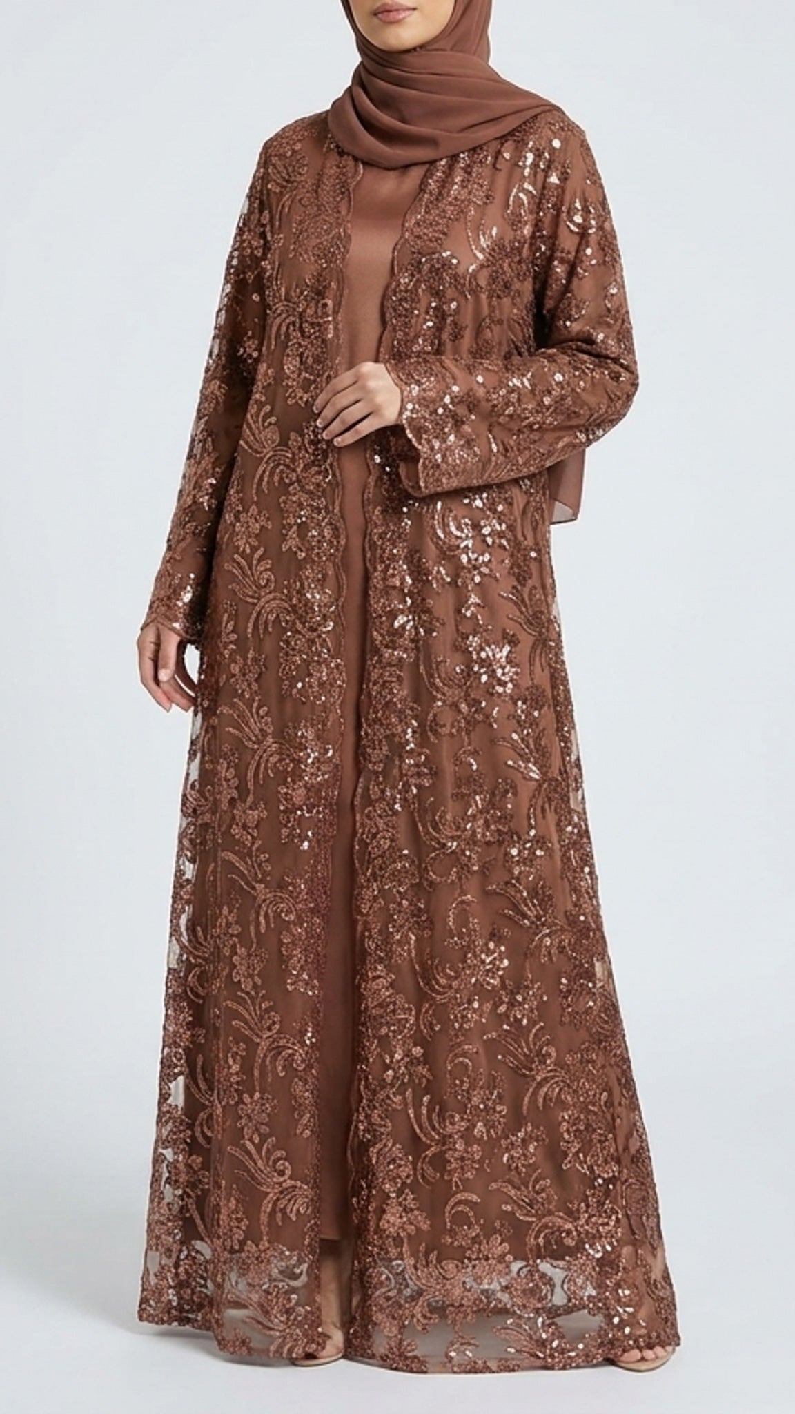 Espresso Lace Occasion Abaya