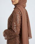 Espresso Lace Occasion Abaya