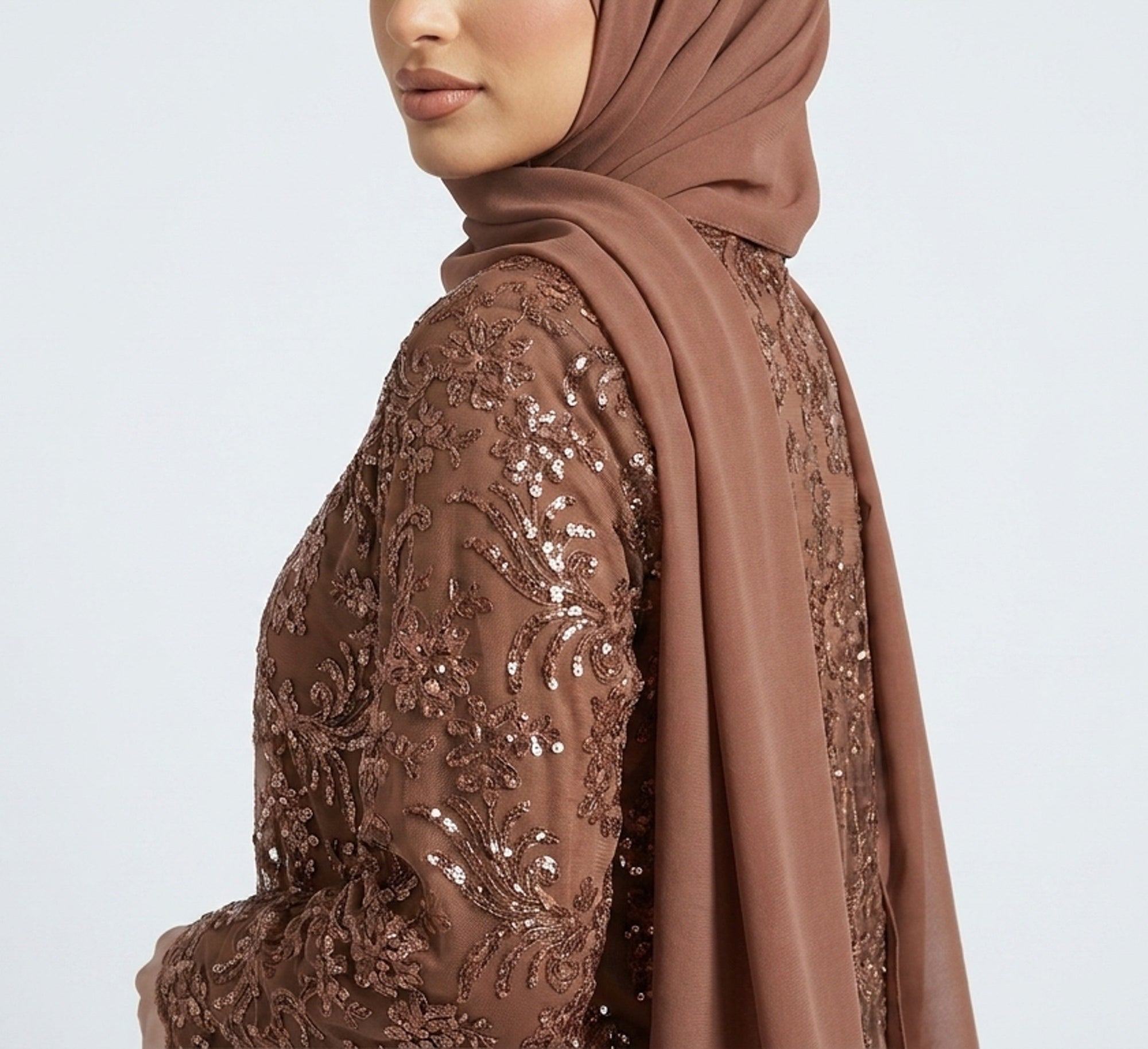 Espresso Lace Occasion Abaya