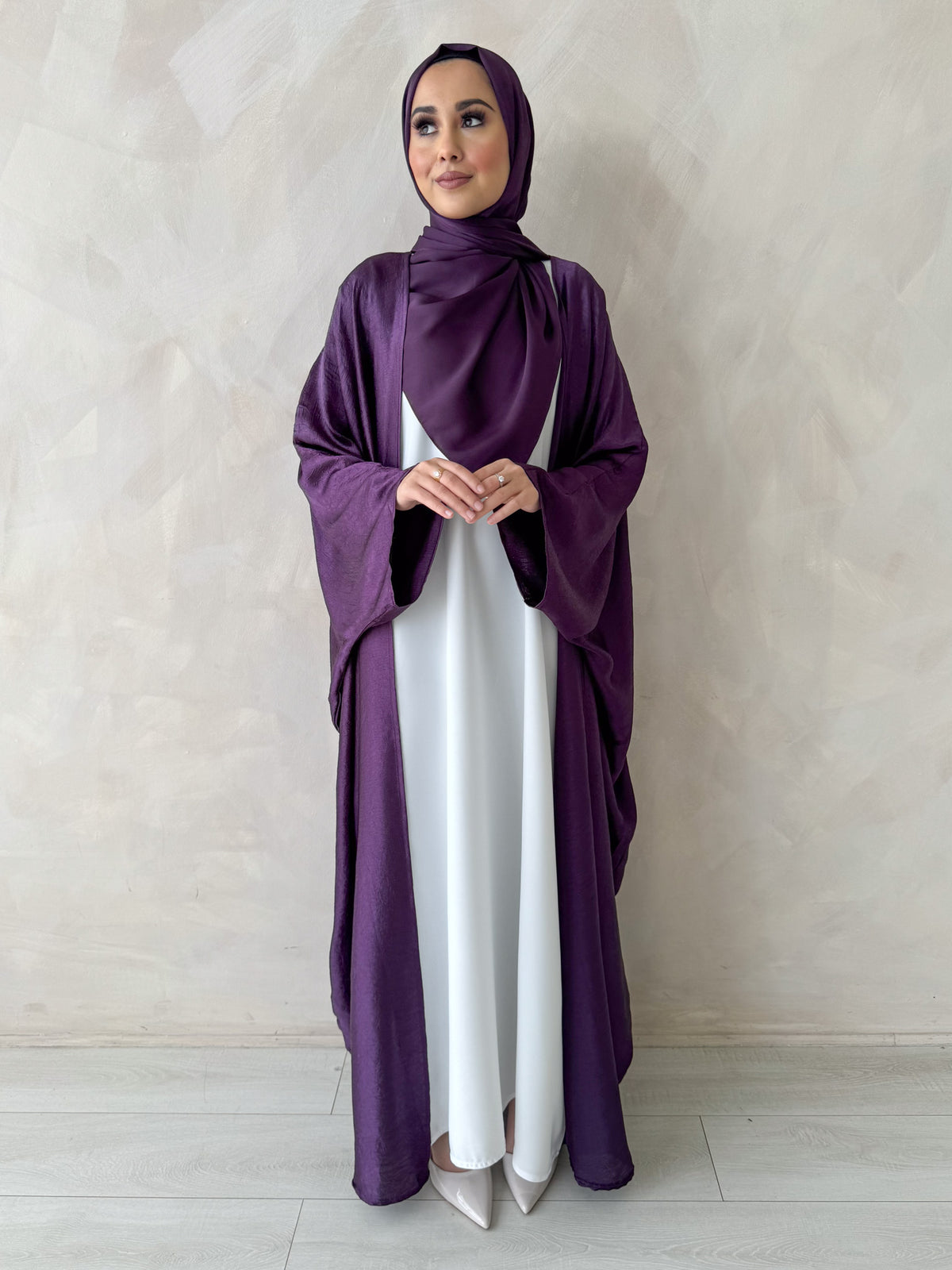 Deep Purple Satin Open Farasha