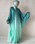 Green Gradient Satin Ombre Open Farasha