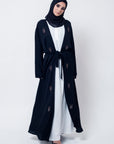 Luxe Black Embellished Open Abaya