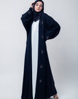 Luxe Black Embellished Open Abaya