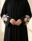 Noir Blossom Open Abaya