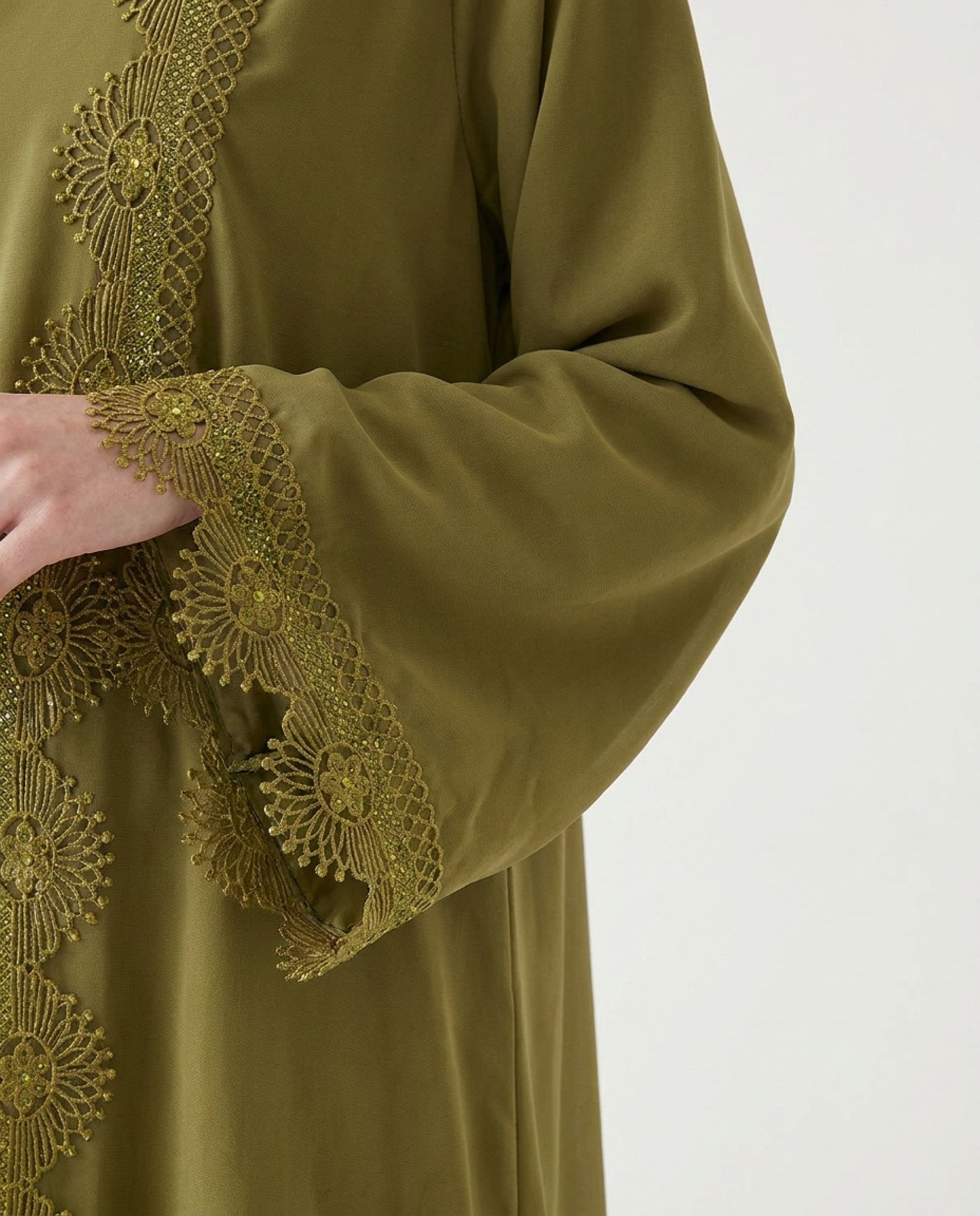 Olive Lace Detail Abaya