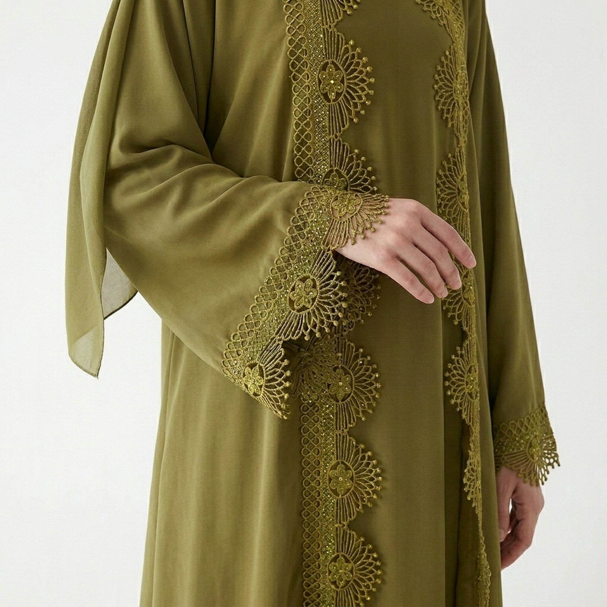 Olive Lace Detail Abaya