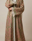 Olive rose Pashmina Frayed Open Abaya