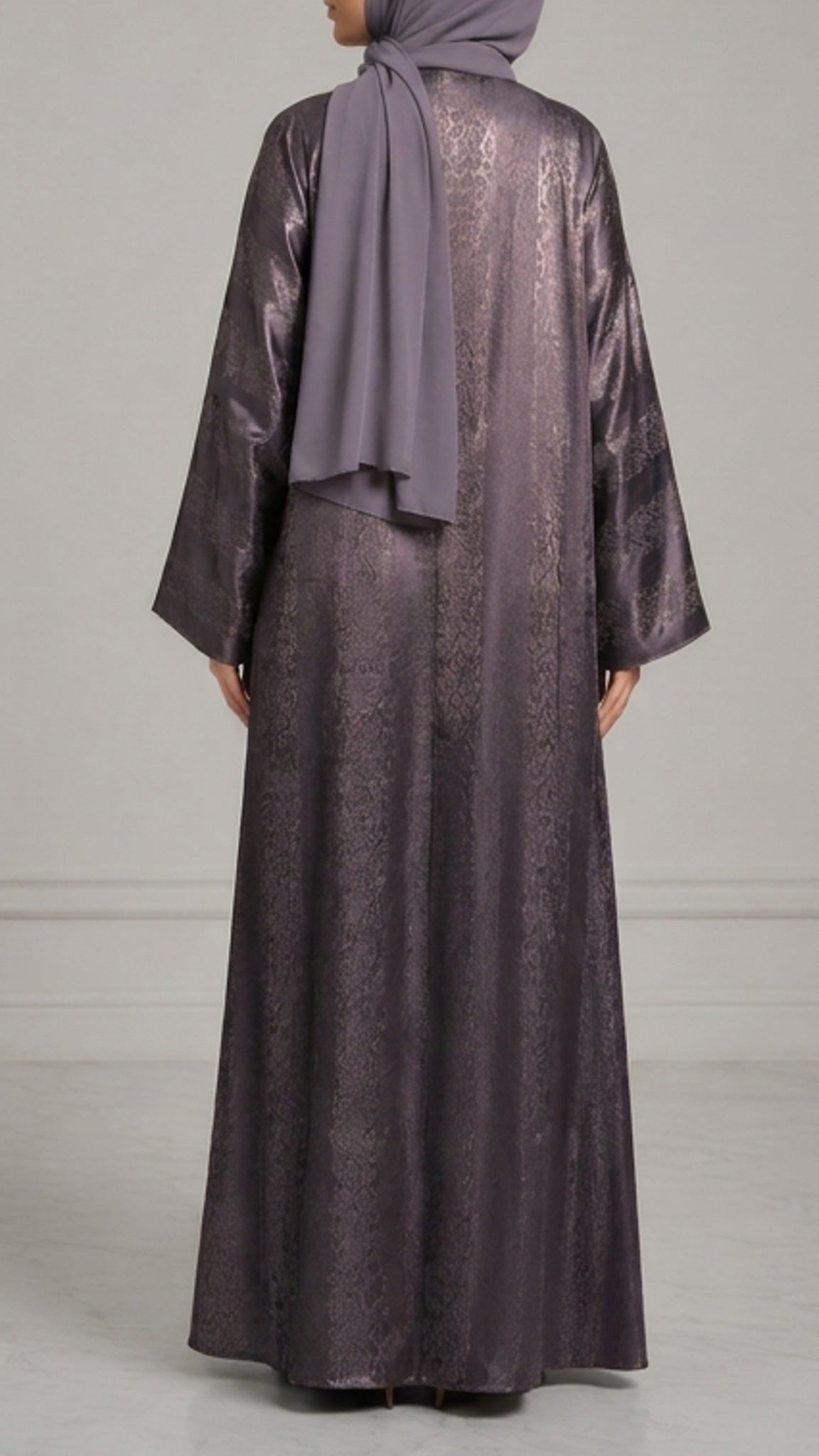 Smoky Mauve Metallic Abaya