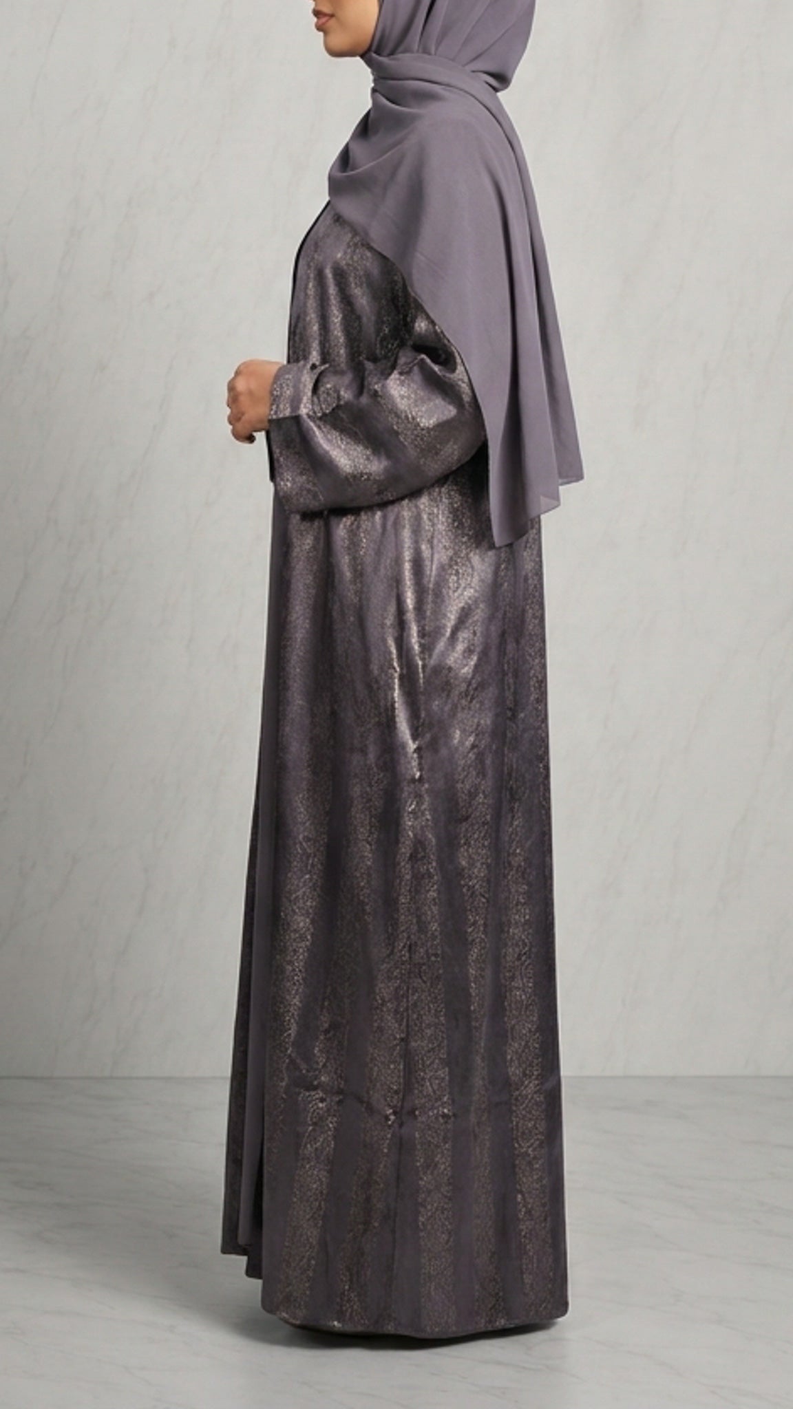 Smoky Mauve Metallic Abaya