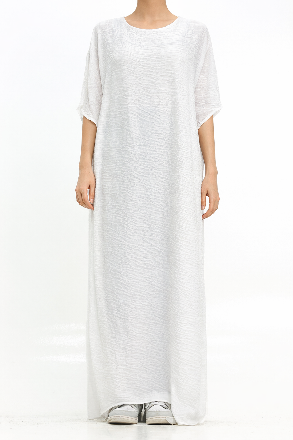 White Short Sleeve Slip Dress