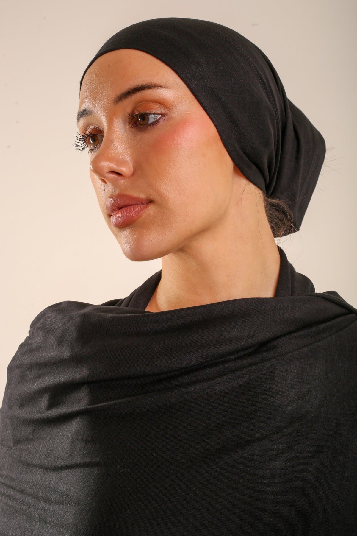 Black Tube Hijab Cap