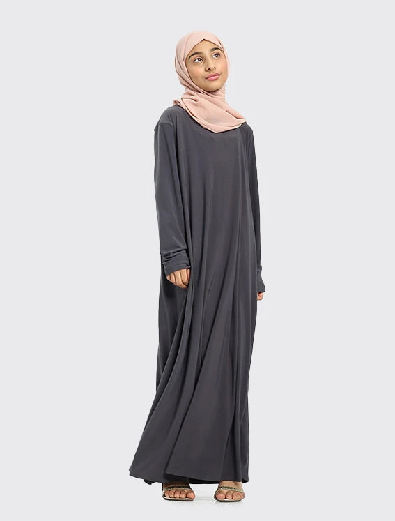 Girls Grey Jersey Abaya (PRE-ORDER ITEM, DESPATCH MID FEBRUARY 2025)