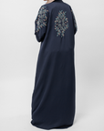 Premium Navy Blue Hand Embellished Open Abaya