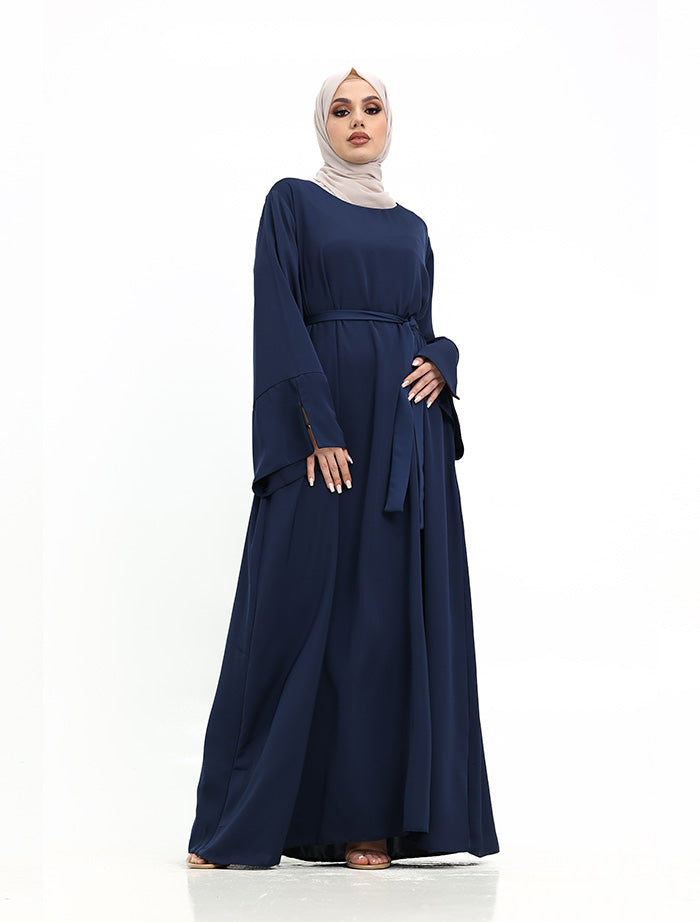 Plain Navy Abaya - Split Cuff