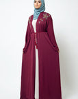 Rosewood Embellished Open Abaya