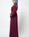 Rosewood Embellished Open Abaya