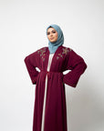 Rosewood Embellished Open Abaya