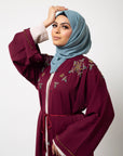 Rosewood Embellished Open Abaya