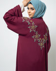 Rosewood Embellished Open Abaya