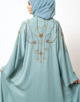 Luxury Sage Green Gold Embellished Abaya