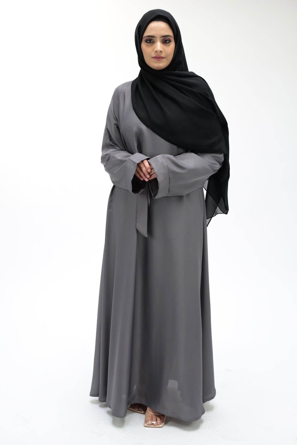 Grey Umbrella Cut Closed Abaya