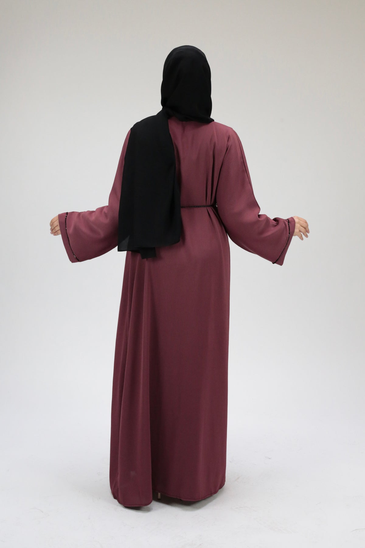 Rogue Pink Embellished Open Abaya