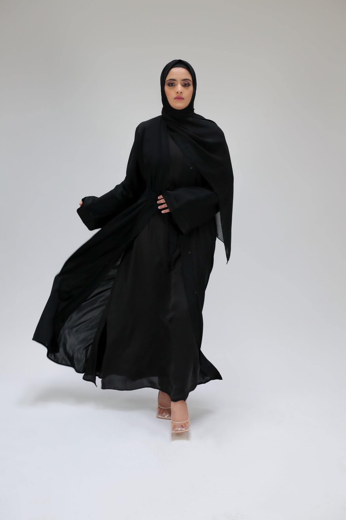 Black Casual Open Abaya