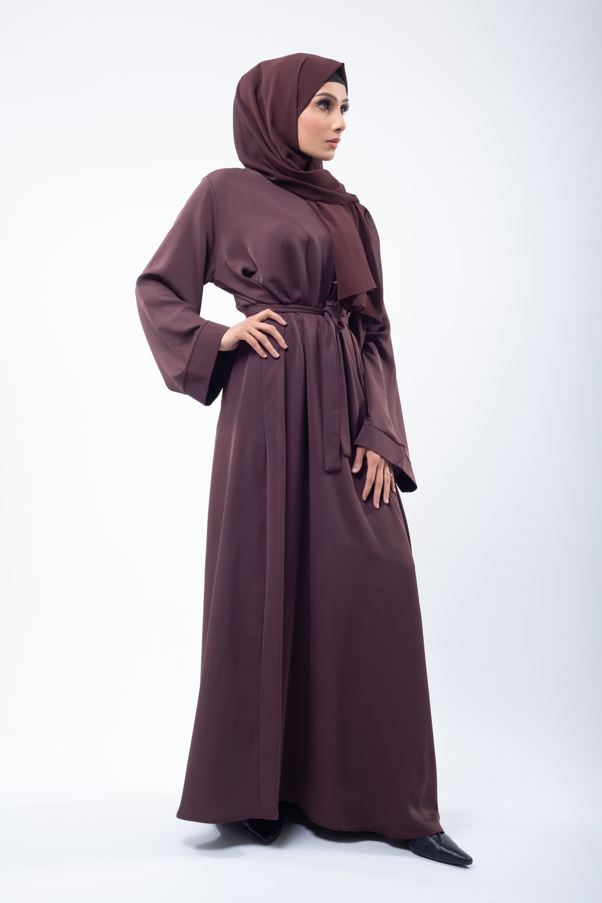 Chocolate Umbrella Cut Closed Abaya